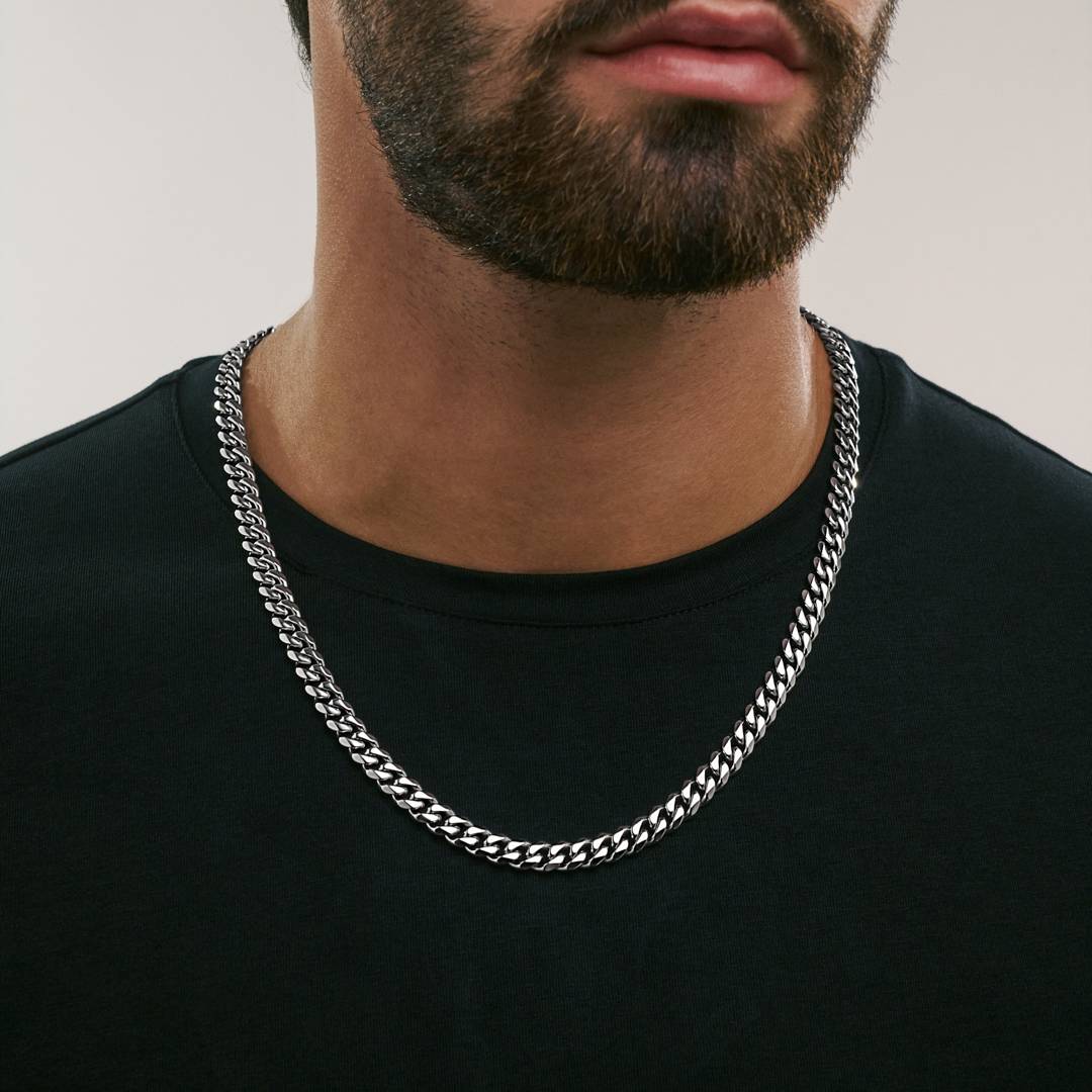 8MM CUBAN CHAIN NECKLACE WITH ENGRAVABLE CLASP-5 product photo