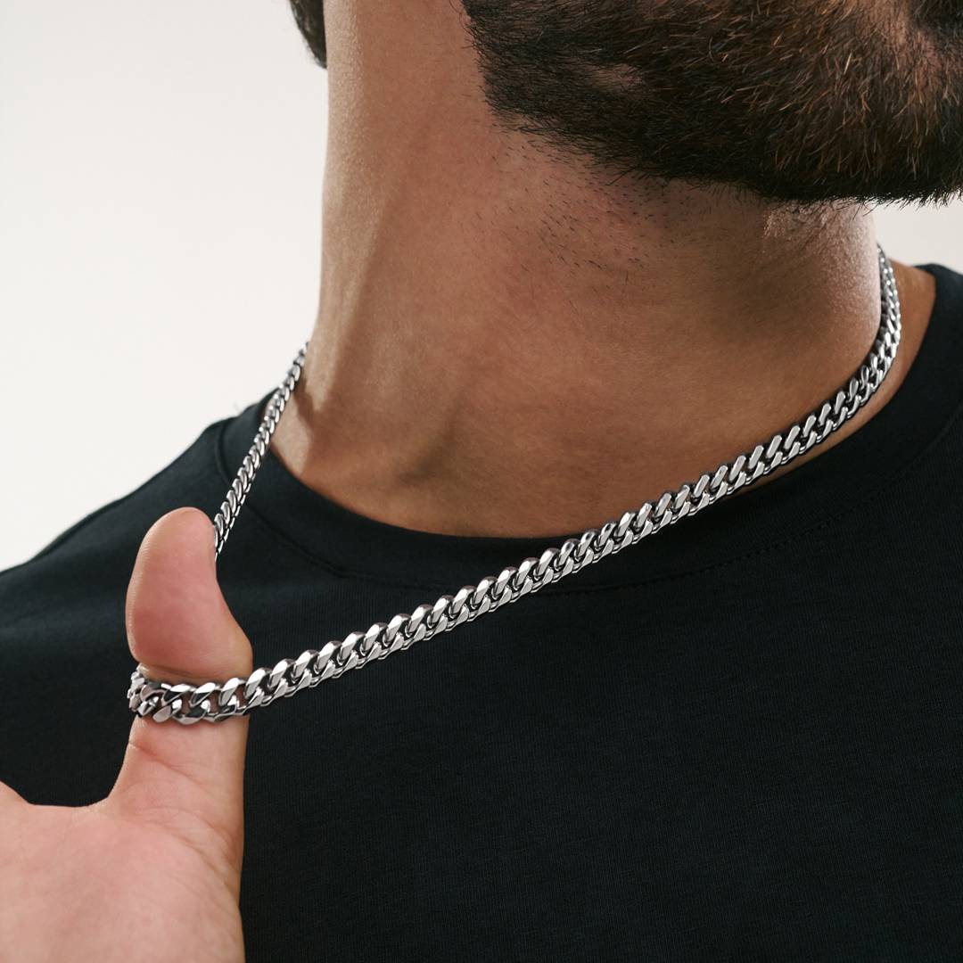 8MM CUBAN CHAIN NECKLACE WITH ENGRAVABLE CLASP-1 product photo