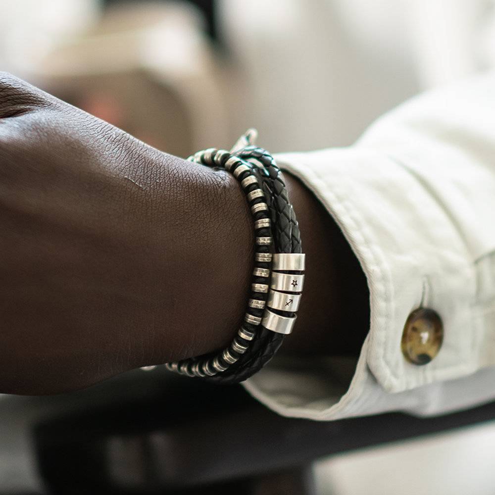 Handmade Men's Leather Bracelet | PlayHardLookDope Silver