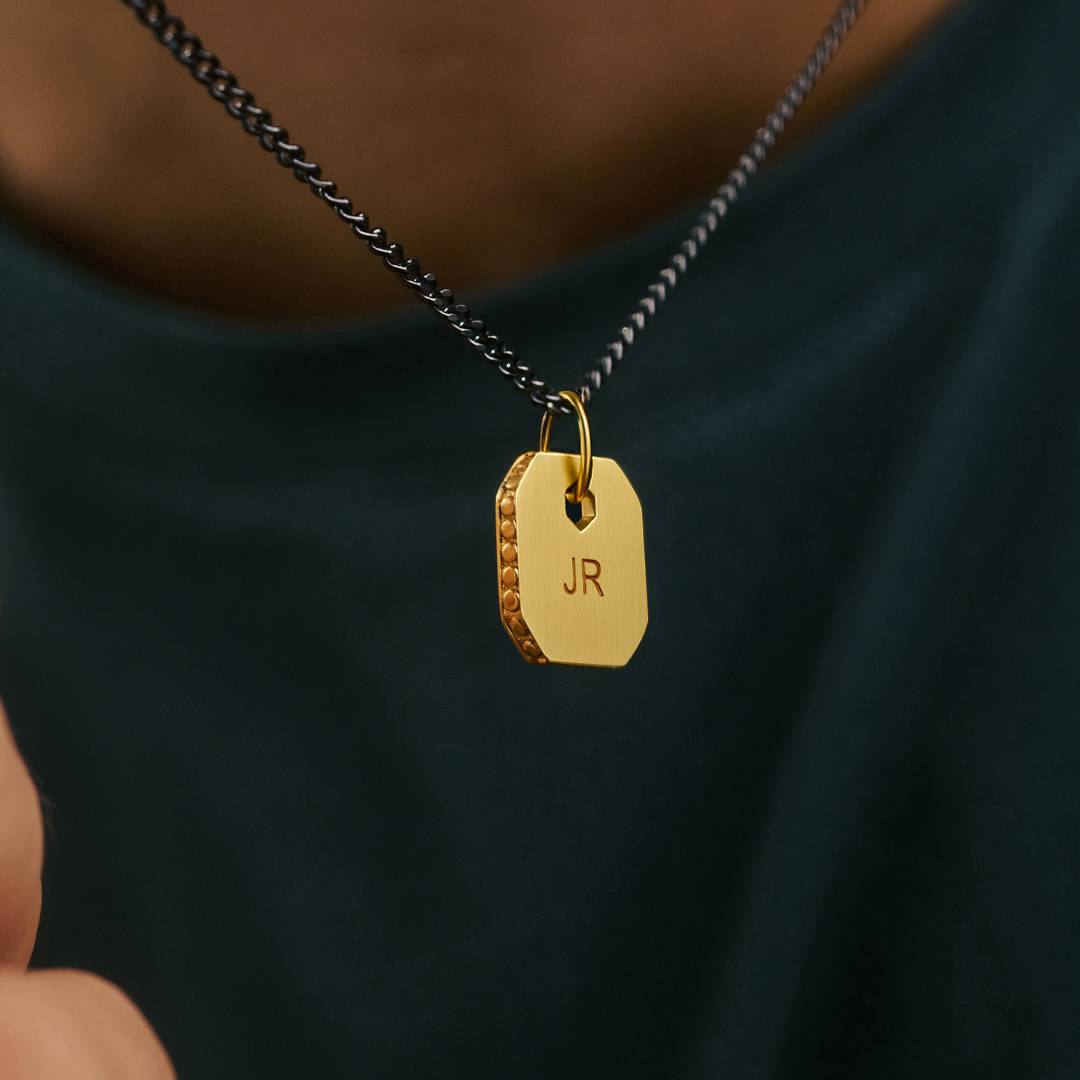 Engravable Dog Tag Necklace - Gold Plated-4 Engravable Dog Tag Necklace - Gold Plated-4 product photo