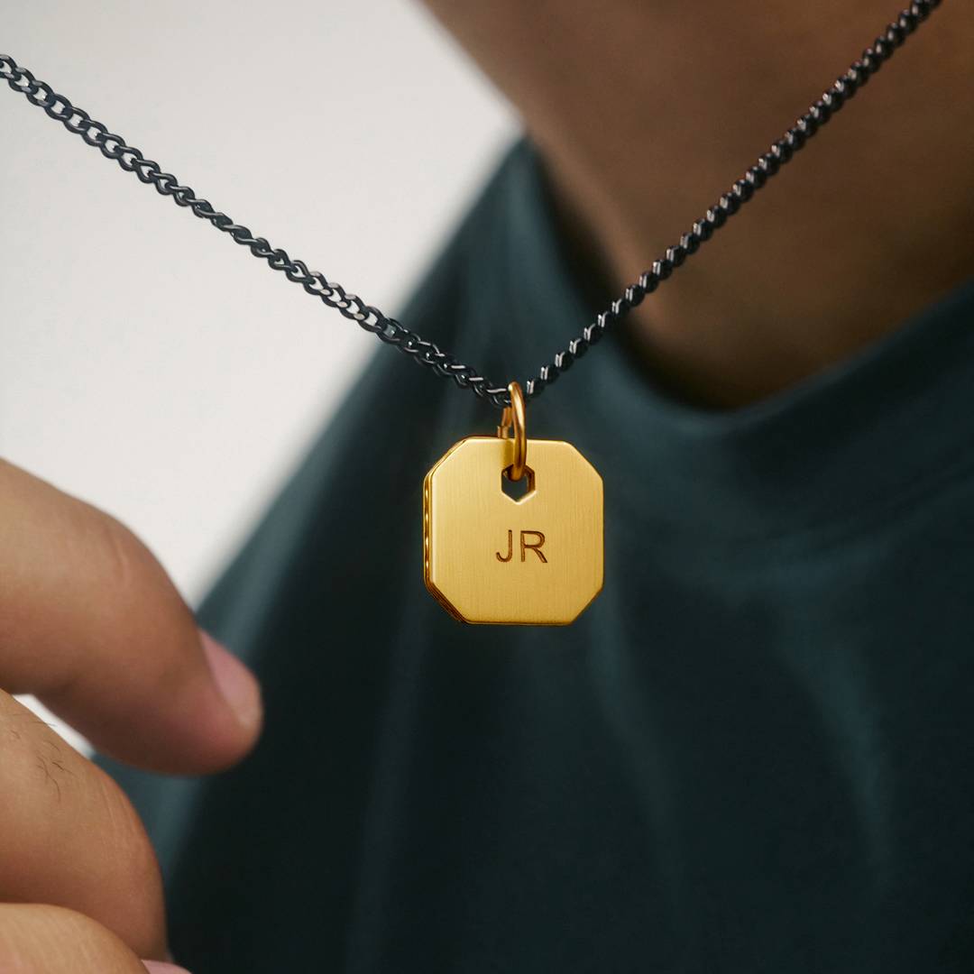 Engravable Dog Tag Necklace - Gold Plated-1 Engravable Dog Tag Necklace - Gold Plated-1 product photo