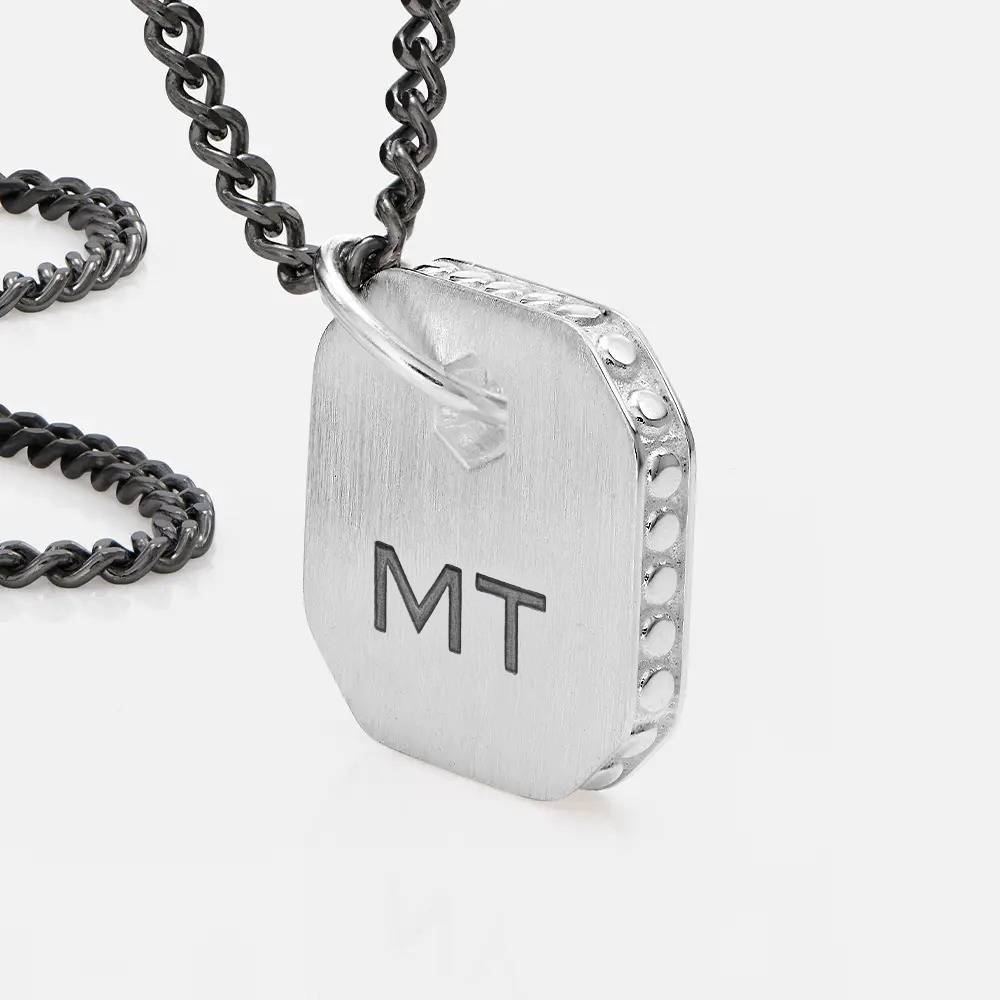 Engravable Dog Tag Necklace - Silver-3 product photo