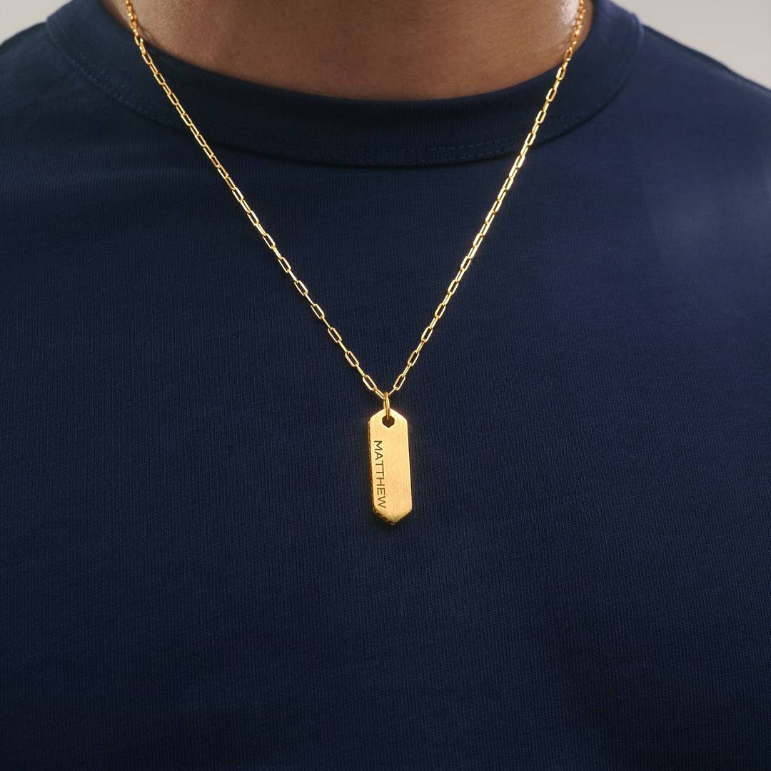 Engravable Vertical Dog Tag Necklace - Gold Plated-5 Engravable Vertical Dog Tag Necklace - Gold Plated-5 product photo