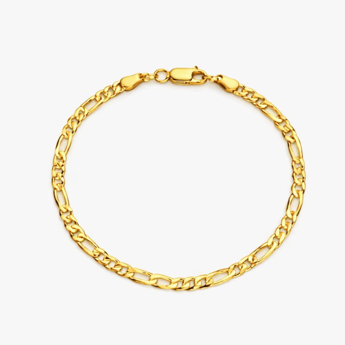 Figaro Chain Bracelet - 4 mm - Gold Plated-3 product photo