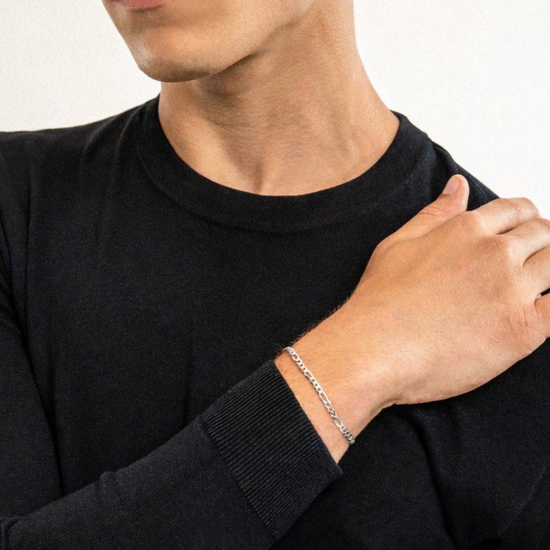 Figaro Chain Bracelet - 4 mm - Silver-2 product photo