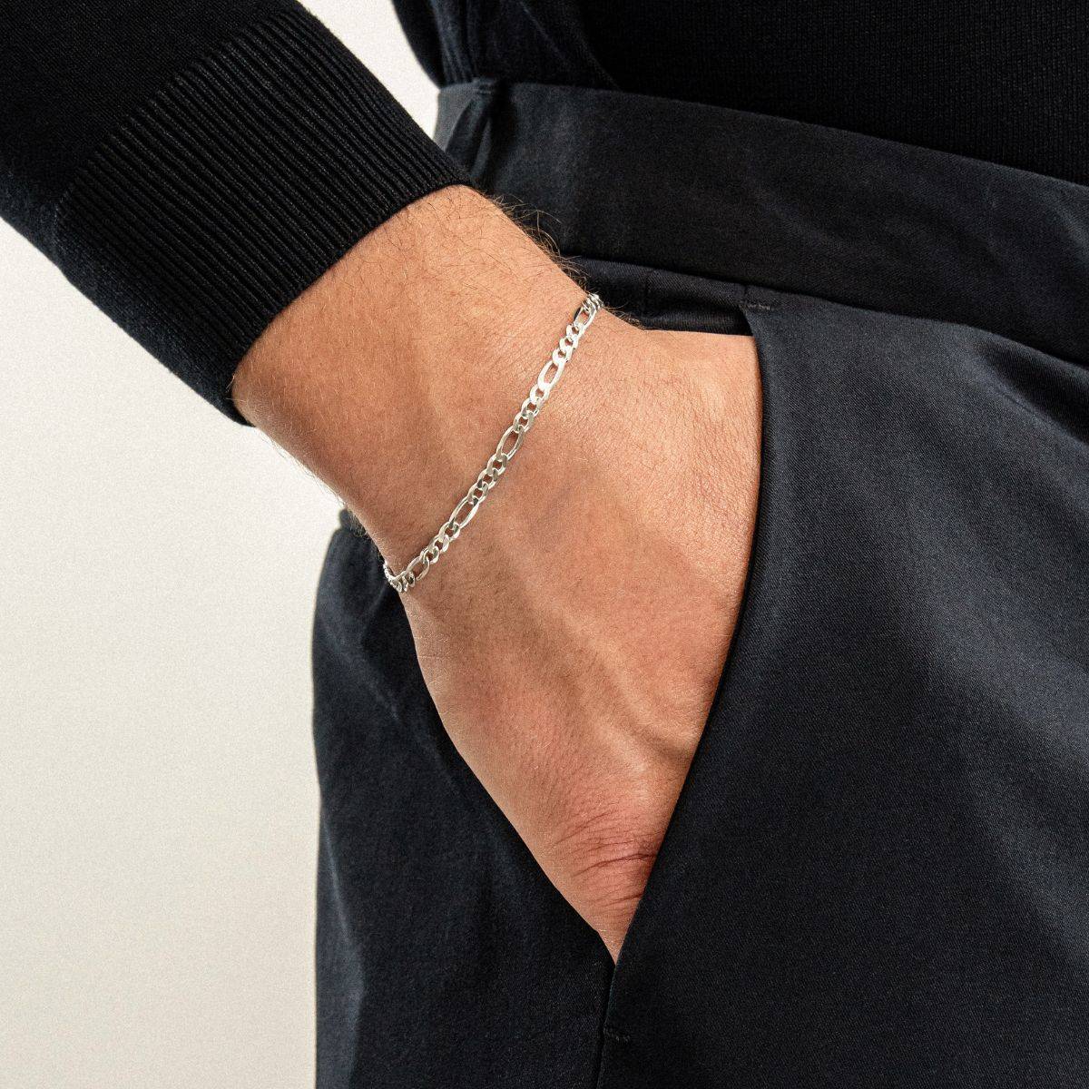 Figaro Chain Bracelet - 4 mm - Silver-3 product photo