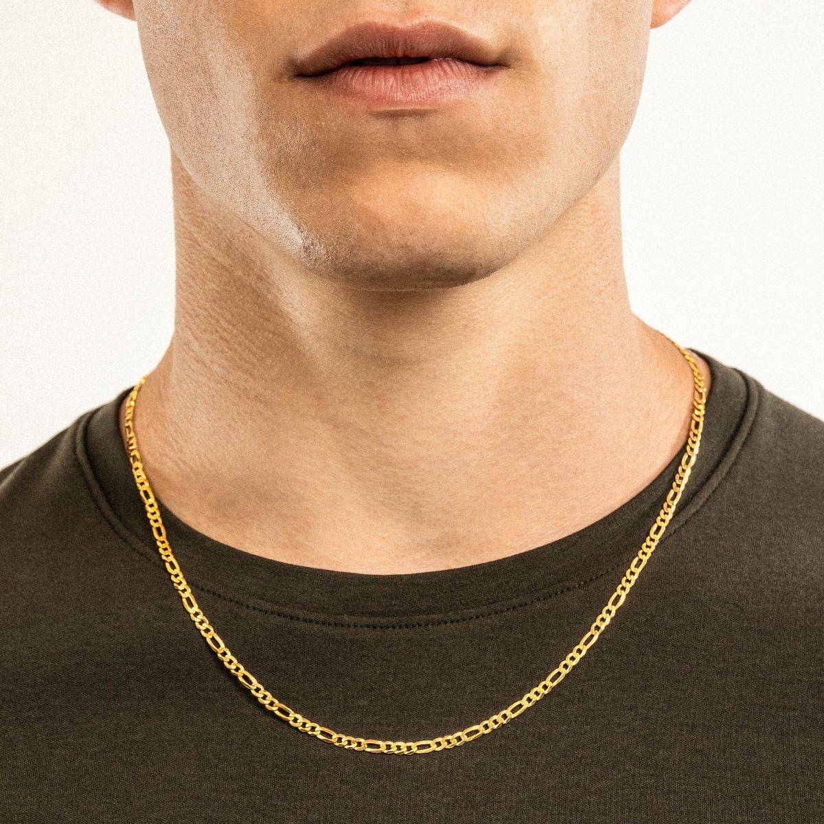 Figaro Chain Necklace - 3 mm - Gold Plated-2 product photo