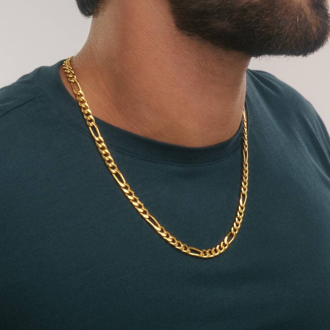 Figaro Chain Necklace - 7 mm - Gold Plated-3 Figaro Chain Necklace - 7 mm - Gold Plated-3 product photo
