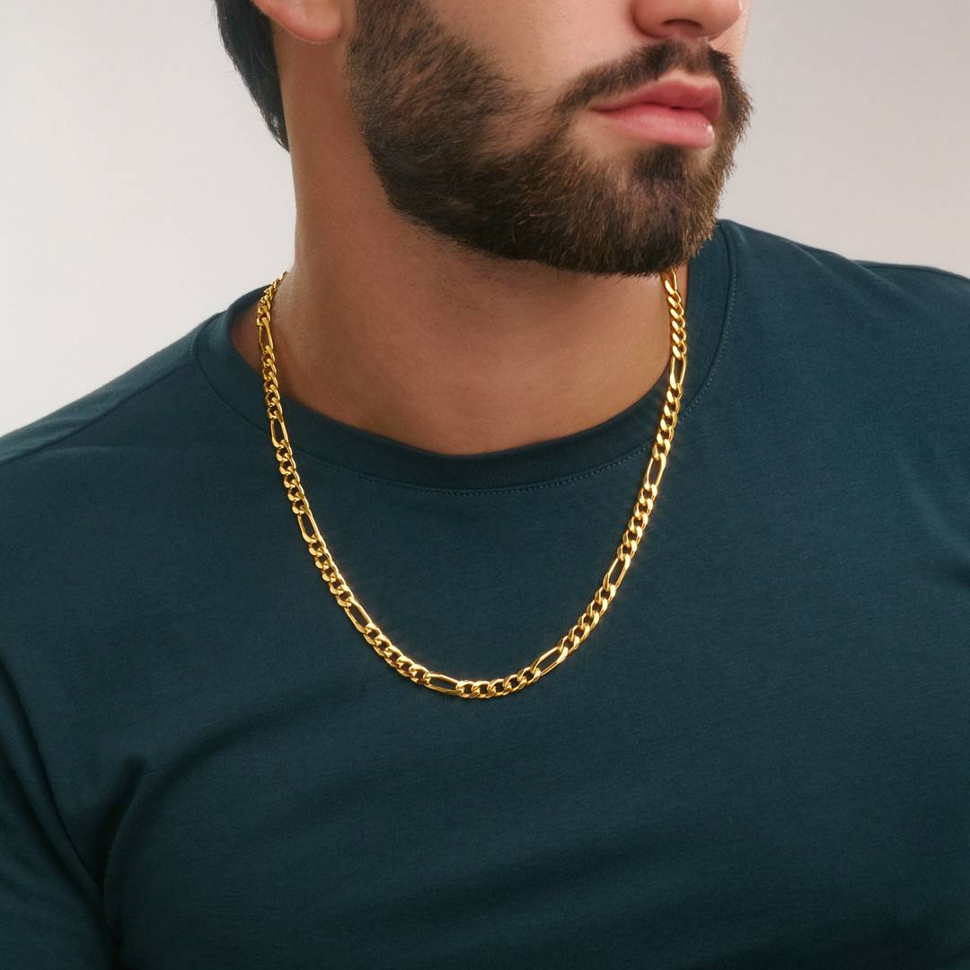 Figaro Chain Necklace - 7 mm - Gold Plated-1 product photo