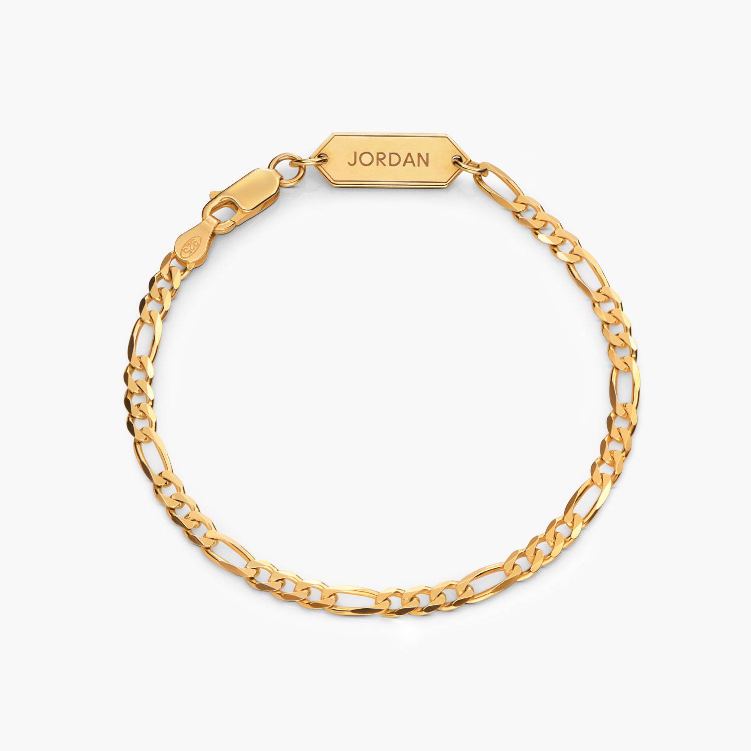 Personalized Figaro Bracelet - 3 mm - Gold Plated-3 product photo