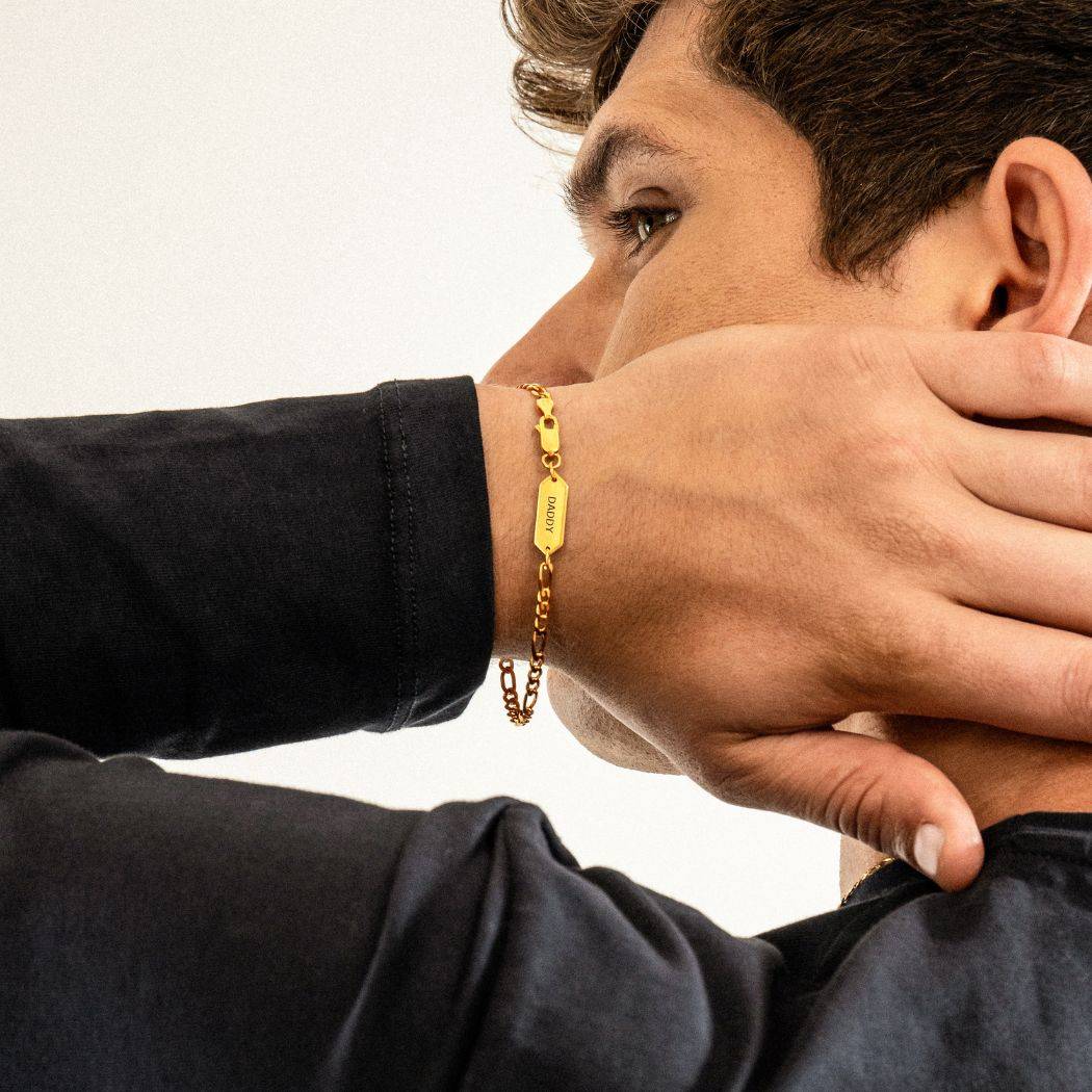 Personalized Figaro Bracelet - 3 mm - Gold Plated-1 product photo