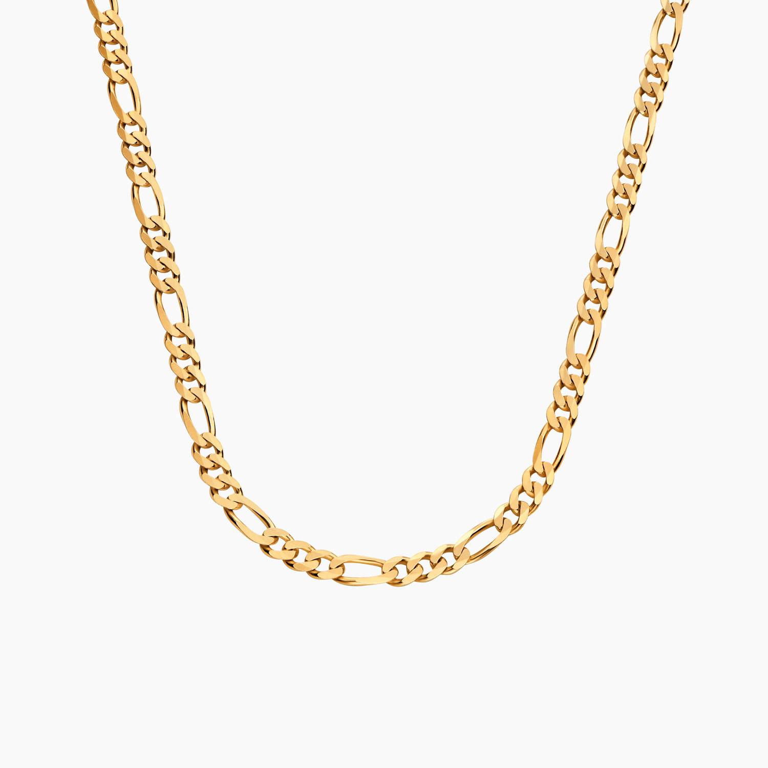 Personalized Figaro Chain Necklace with Black Diamonds - 5 mm - Gold-5 product photo