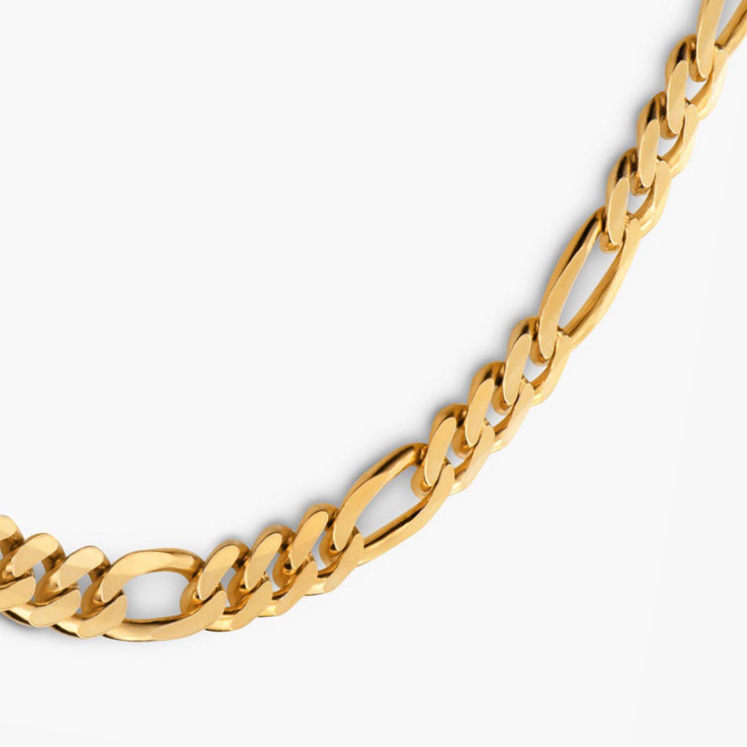 Personalized Figaro Chain Necklace with Black Diamonds - 5 mm - Gold-1 product photo