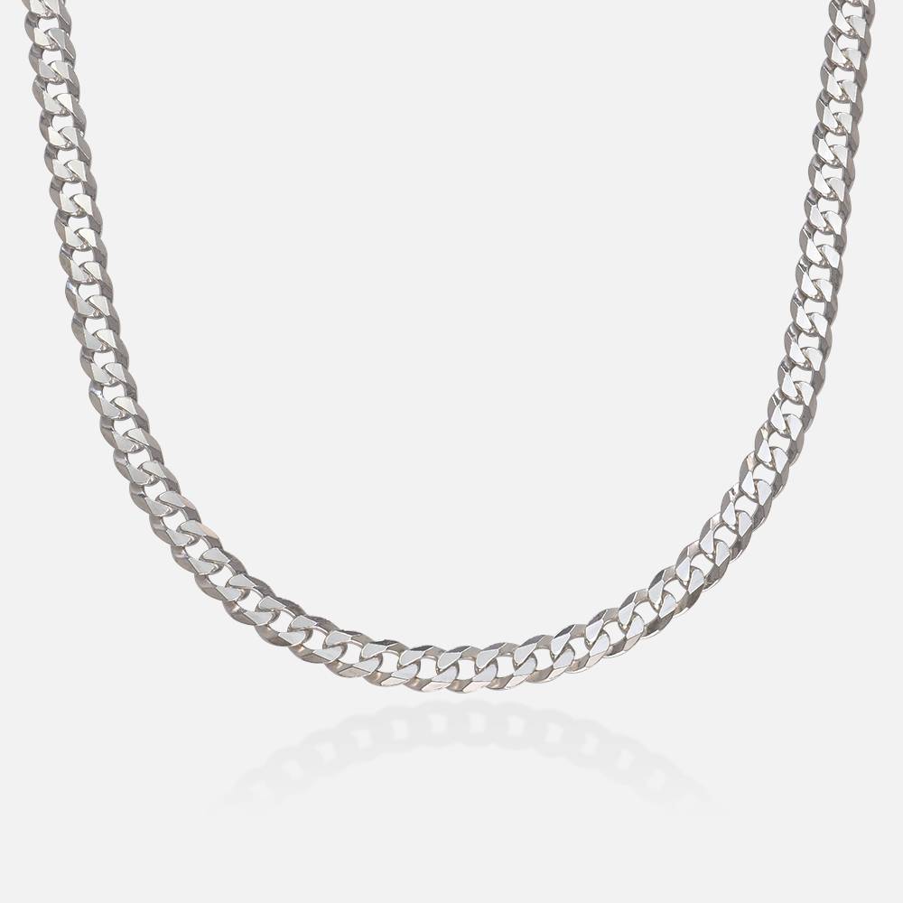 Flat Curb Chain Necklace - 7 mm - Silver - SETT&Co