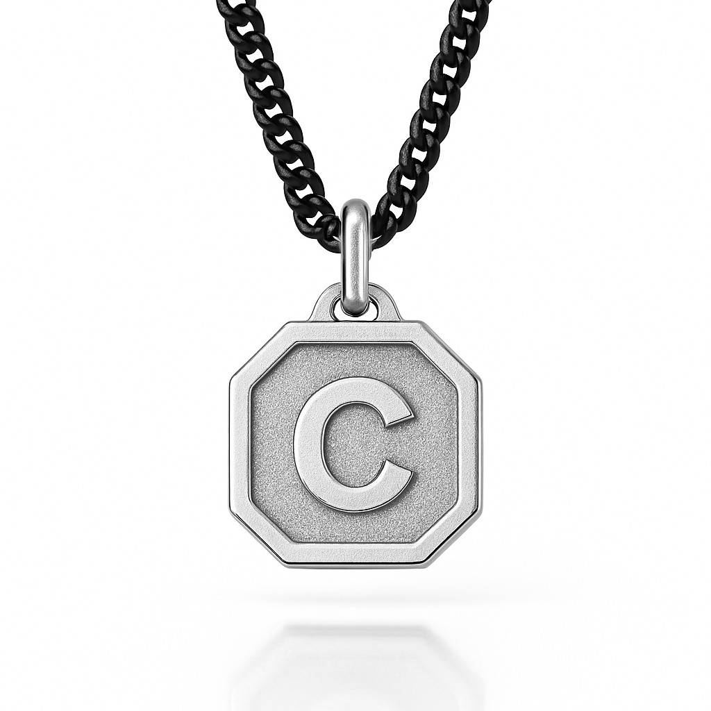 Heritage Initial Necklace for Men in Sterling Silver-1 product photo