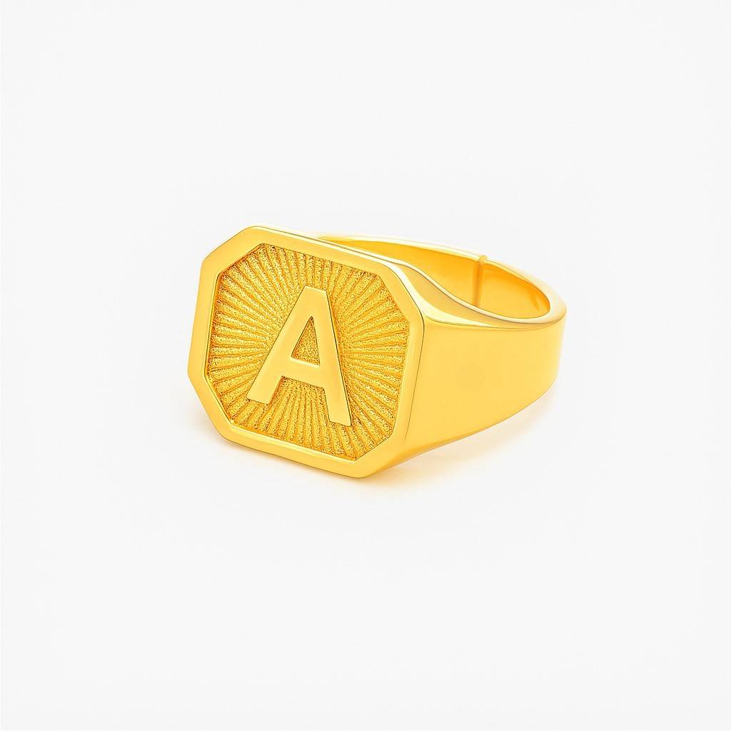 Heritage Initial Ring for Men in 18K Gold-1 product photo