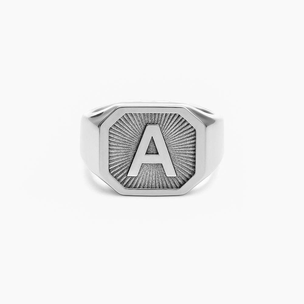 Heritage Initial Ring for Men in Sterling Silver-4 product photo