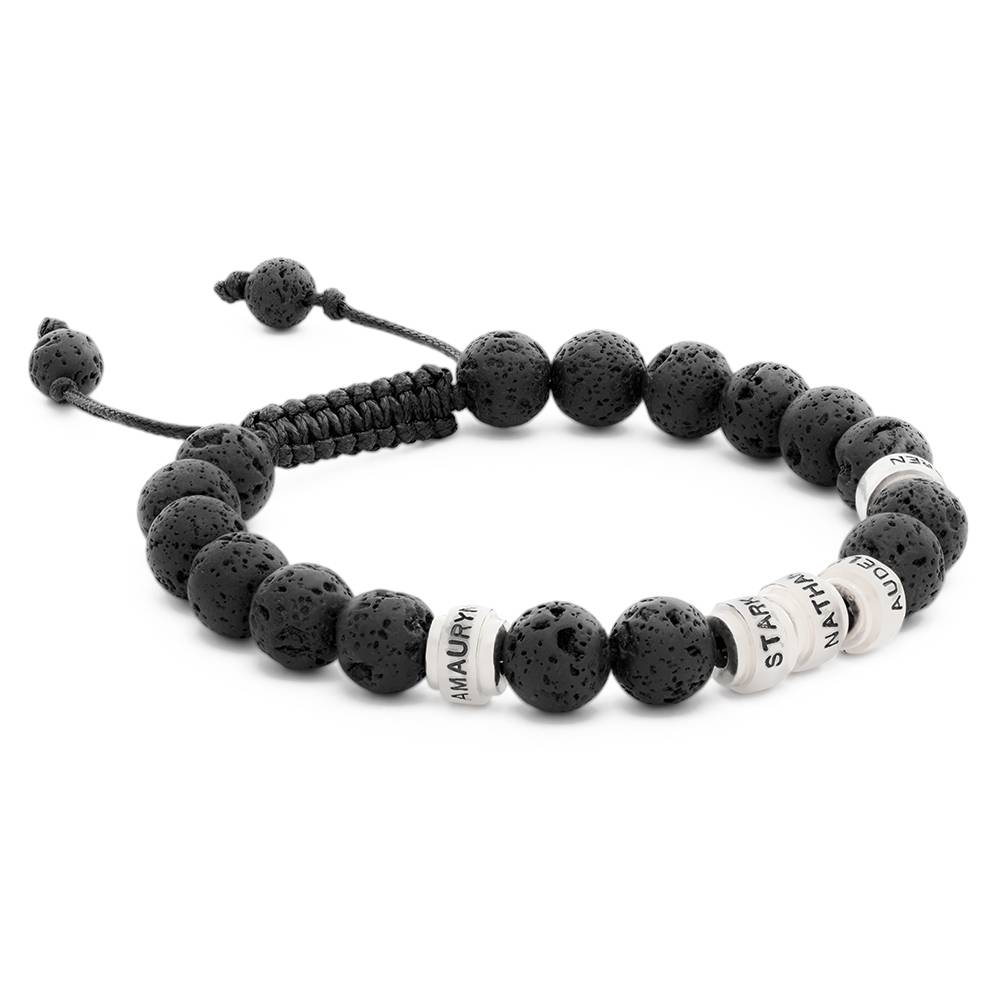 Lava Stones & Custom Silver Beads- Men's Beaded Bracelet-1 Lava Stones & Custom Silver Beads- Men's Beaded Bracelet-1 product photo