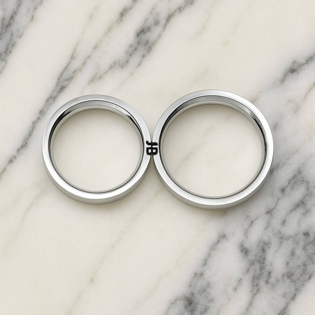 Initial Couples Ring Set - Silver-4 Initial Couples Ring Set - Silver-4 product photo