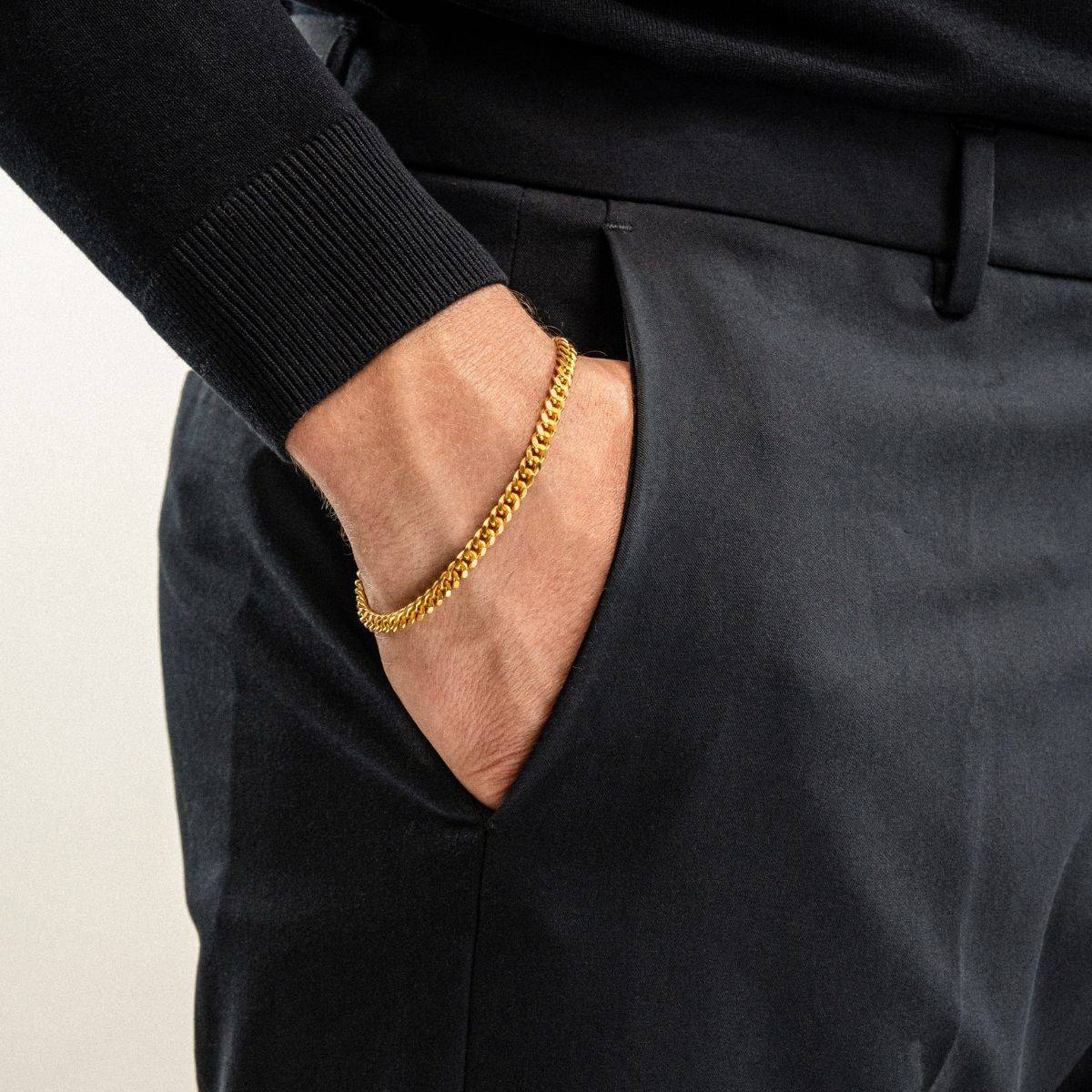 Miami Cuban Link Chain Bracelet - 5 mm - Gold-1 product photo