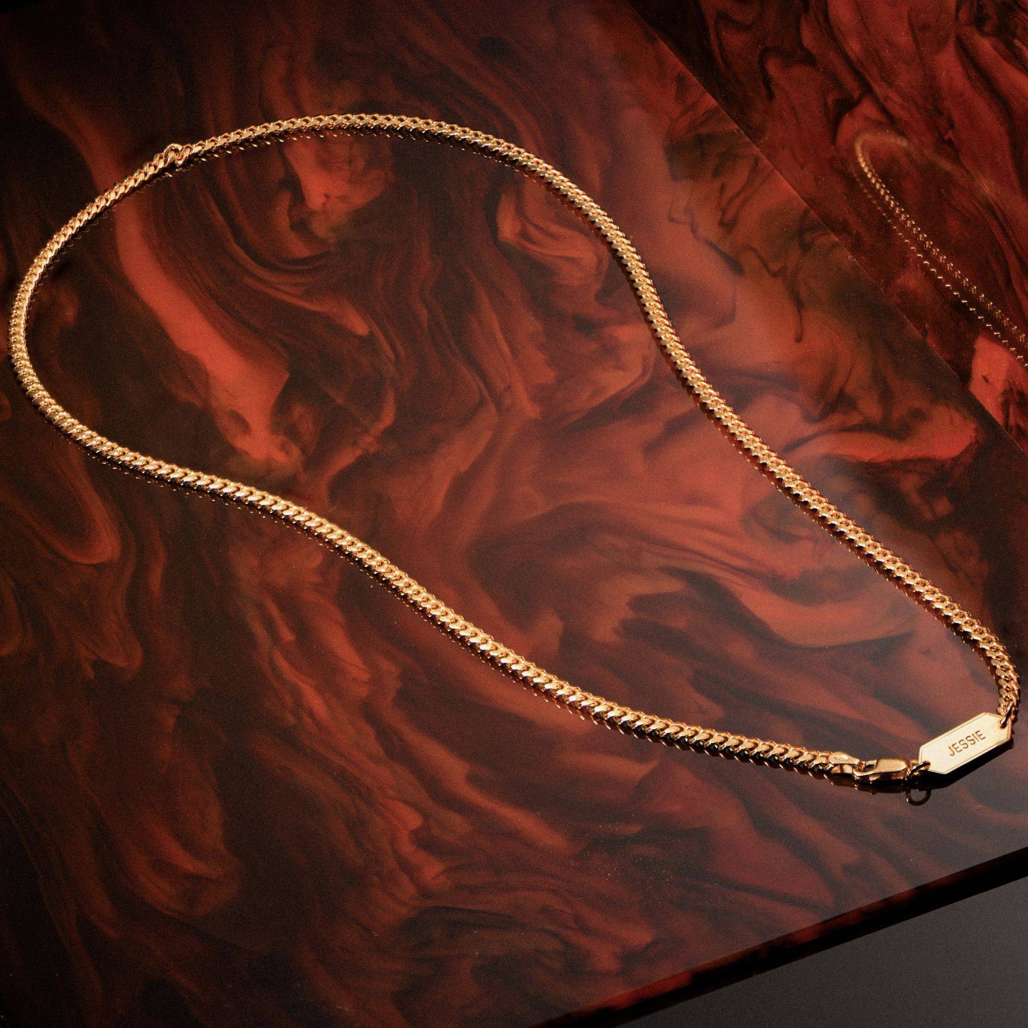 Personalized Miami Cuban Link Chain Necklace - 5 mm - Gold Plated-2 product photo