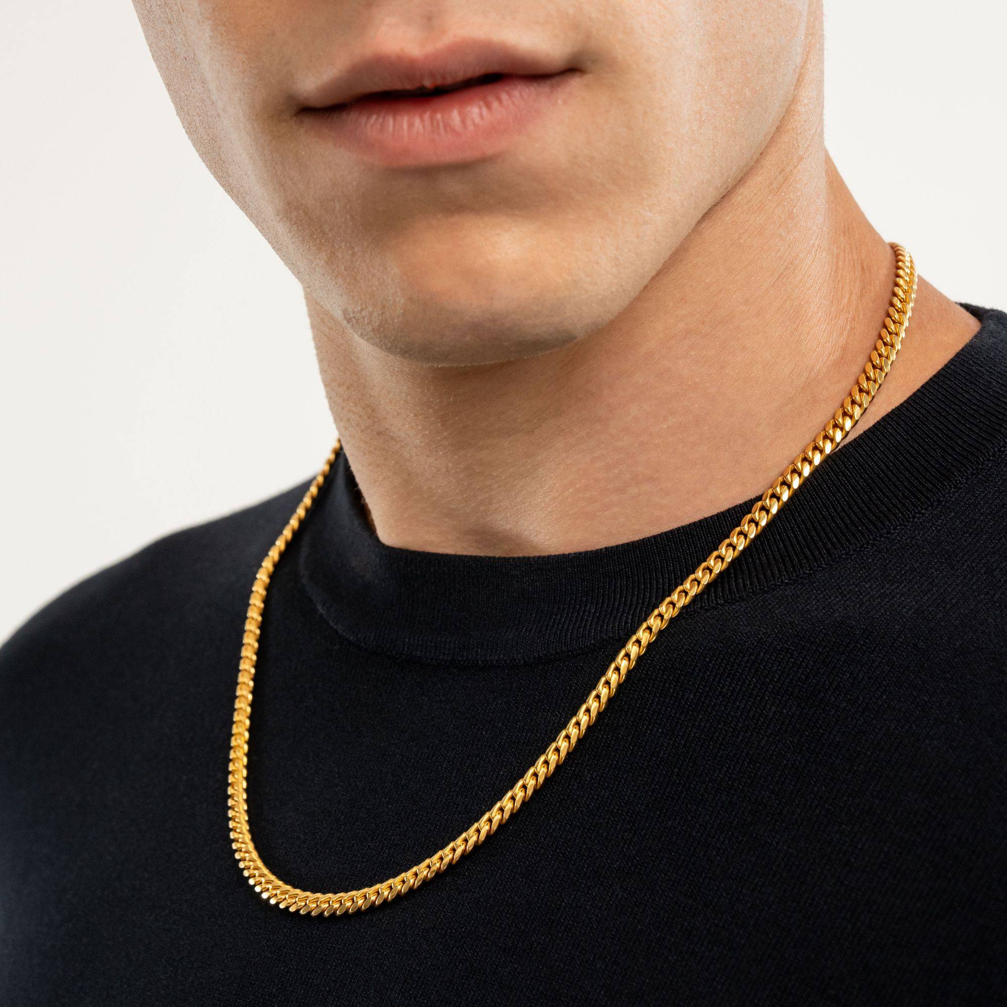 Personalized Miami Cuban Link Chain Necklace - 5 mm - Gold Plated-4 product photo