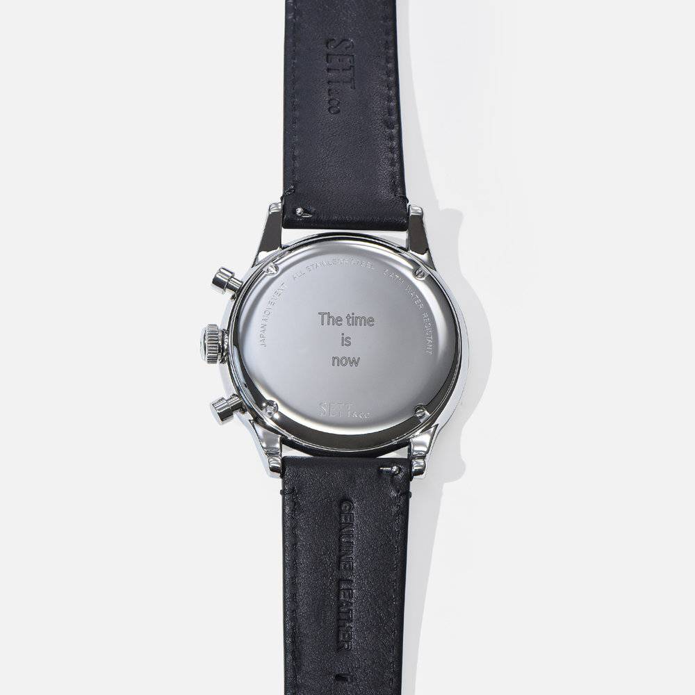 Monaco Black & White Leather Chrono-3 product photo