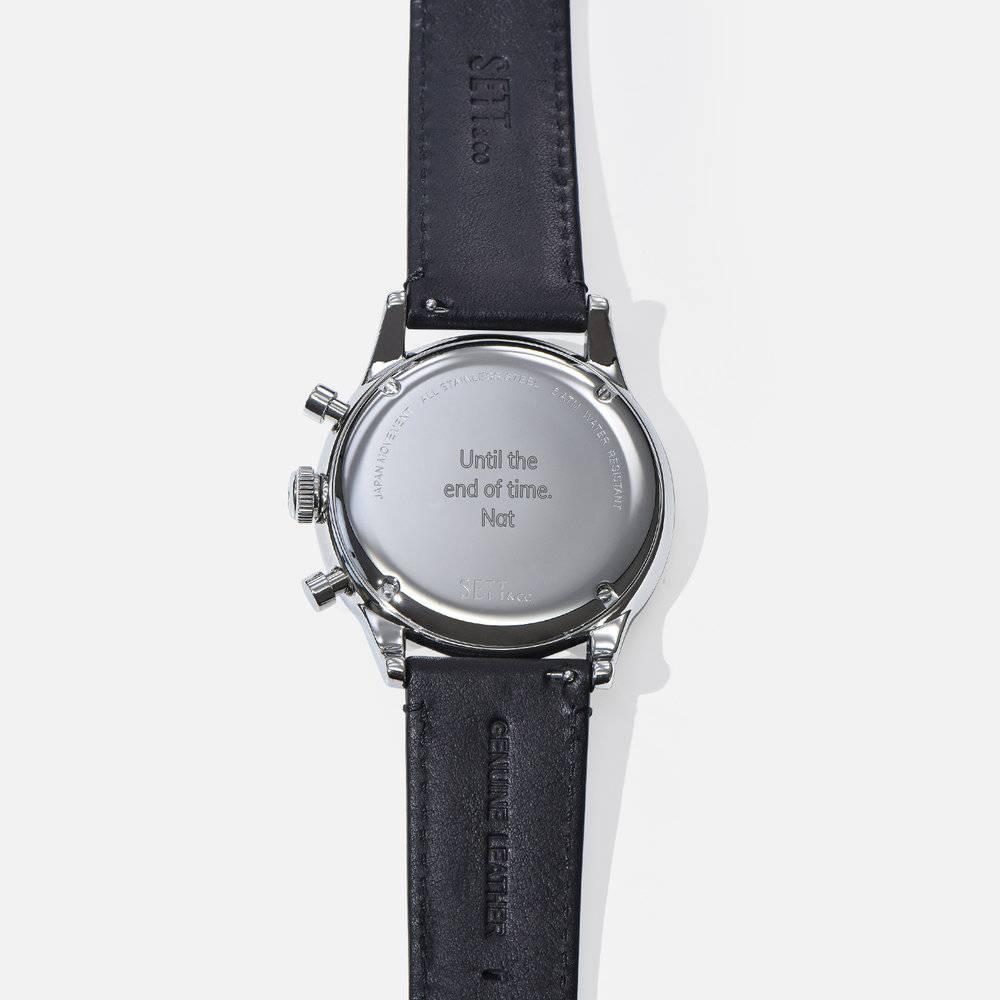 Monaco Black & White Leather Chrono-5 product photo