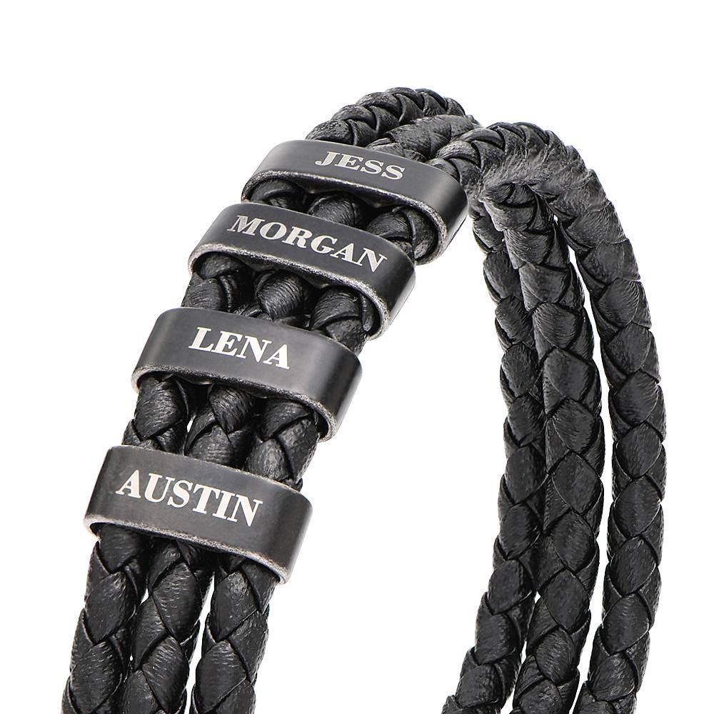 Oxide Vertical Tags Men Braided Leather Bracelet