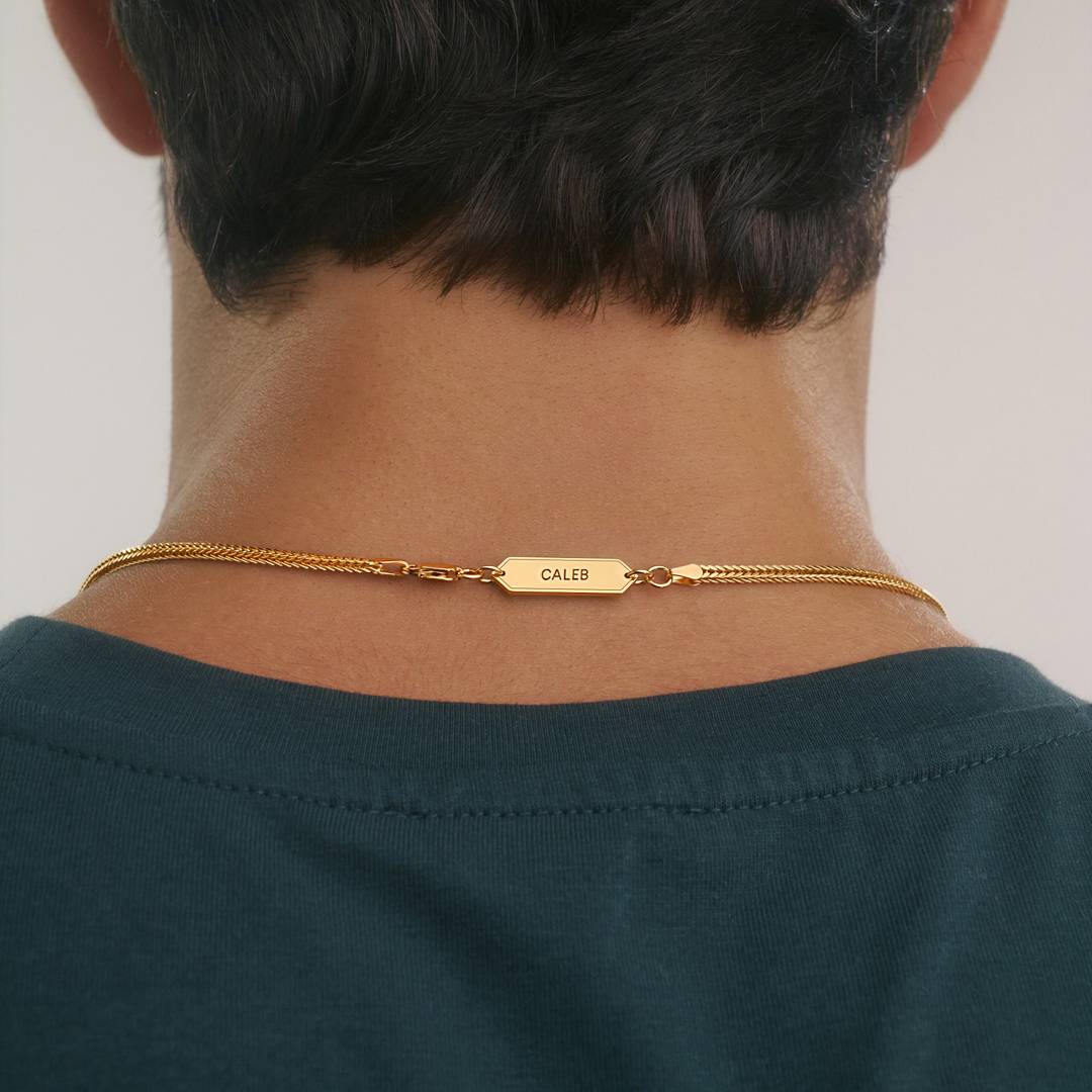 Personalized Foxtail Chain Necklace - 2.5 mm - Gold-2 product photo