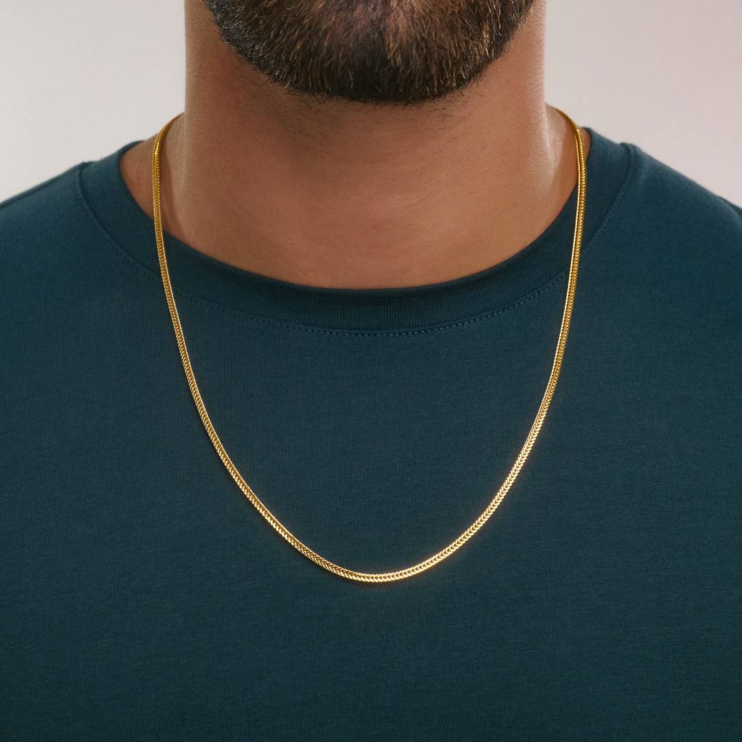 Personalized Foxtail Chain Necklace - 2.5 mm - Gold-3 Personalized Foxtail Chain Necklace - 2.5 mm - Gold-3 product photo