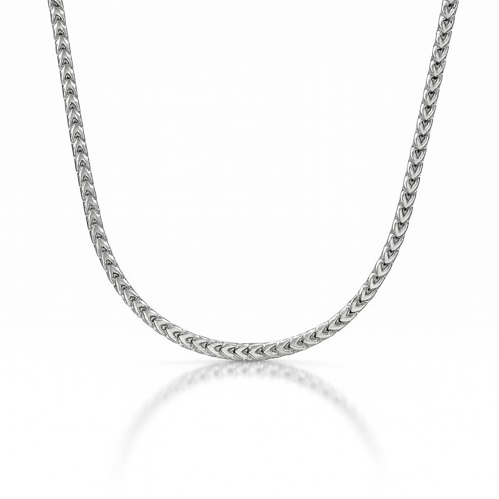 Personalized Franco Chain Necklace - 3 mm - Silver-2 product photo