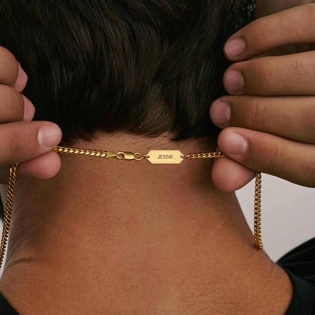 Personalized Miami Cuban Link Chain Necklace - 3.5 Mm - Gold-4 product photo