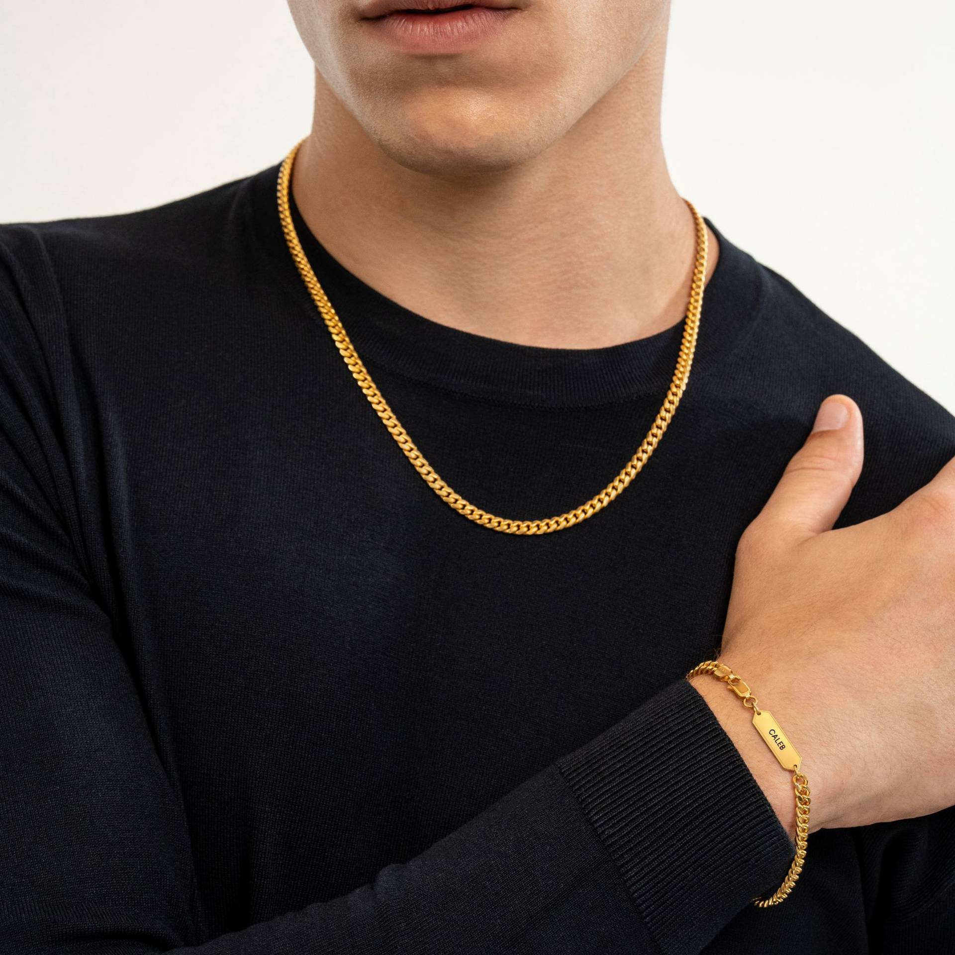 Personalized Miami Cuban Link Chain Necklace and Bracelet Bundle - 5 mm ...