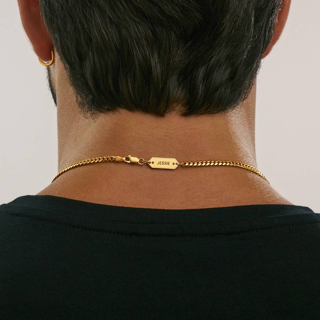 Personalized Miami Cuban Link Chain Necklace with Black Diamonds - 3.5 mm - Gold-3 product photo