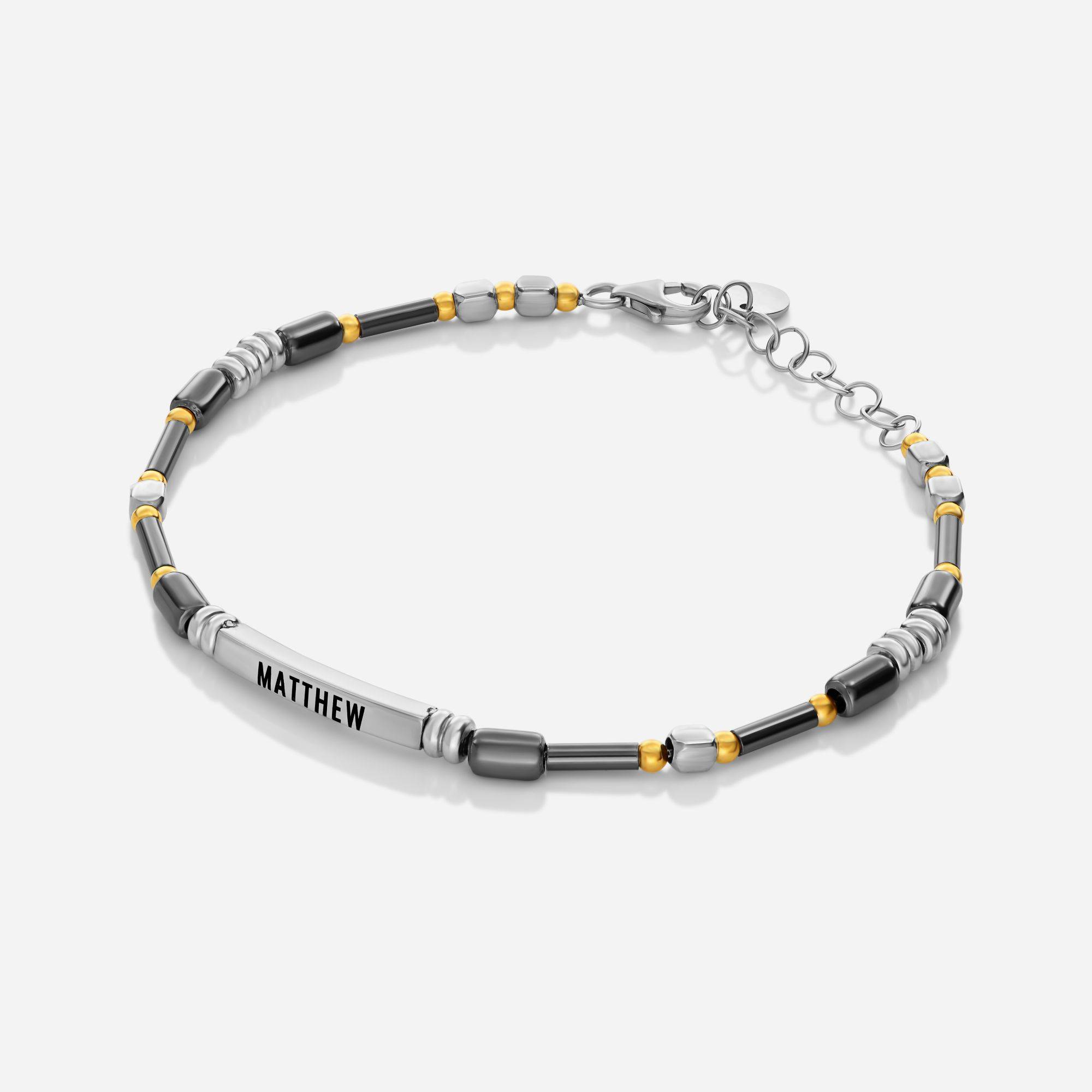 SETT Noir Personalized Axis Multiple Finish Beads Bracelet-2 product photo