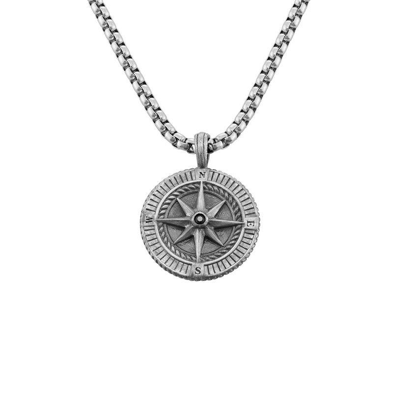 Personalized Compass Necklace - Silver-4 product photo
