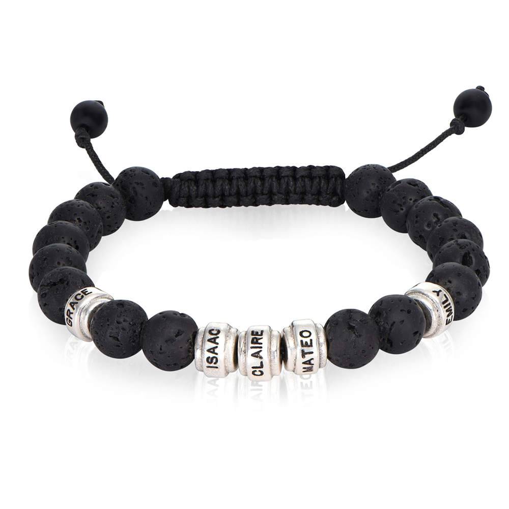 Lava Stones & Custom Silver Beads- Men's Beaded Bracelet-3 Lava Stones & Custom Silver Beads- Men's Beaded Bracelet-3 product photo